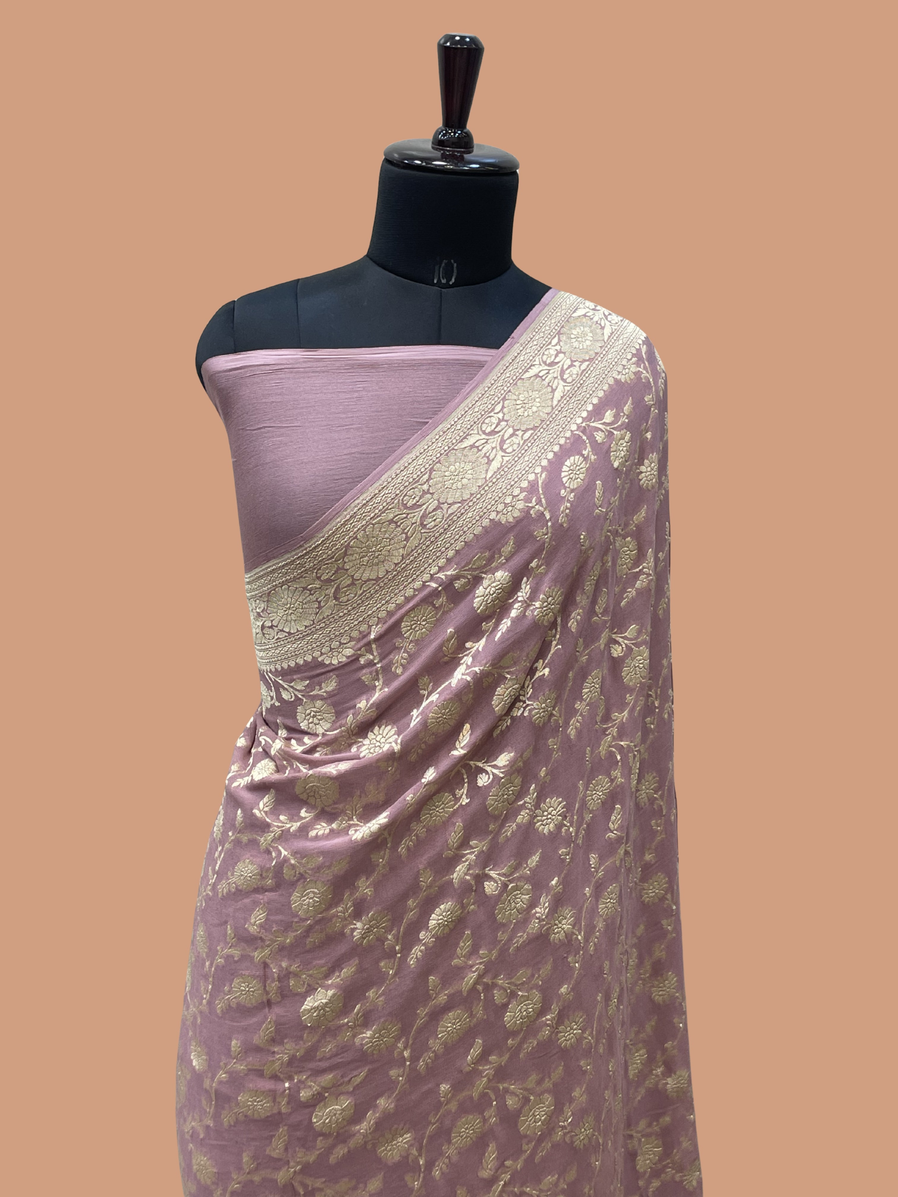Pink Color Khaddi Georgette Banarasi saree - All over jaal work with water zari