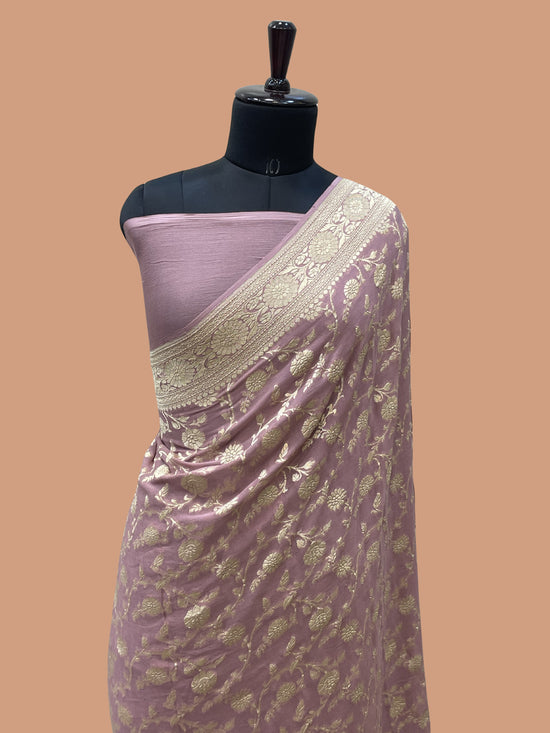 Pink Color Khaddi Georgette Banarasi saree - All over jaal work with water zari
