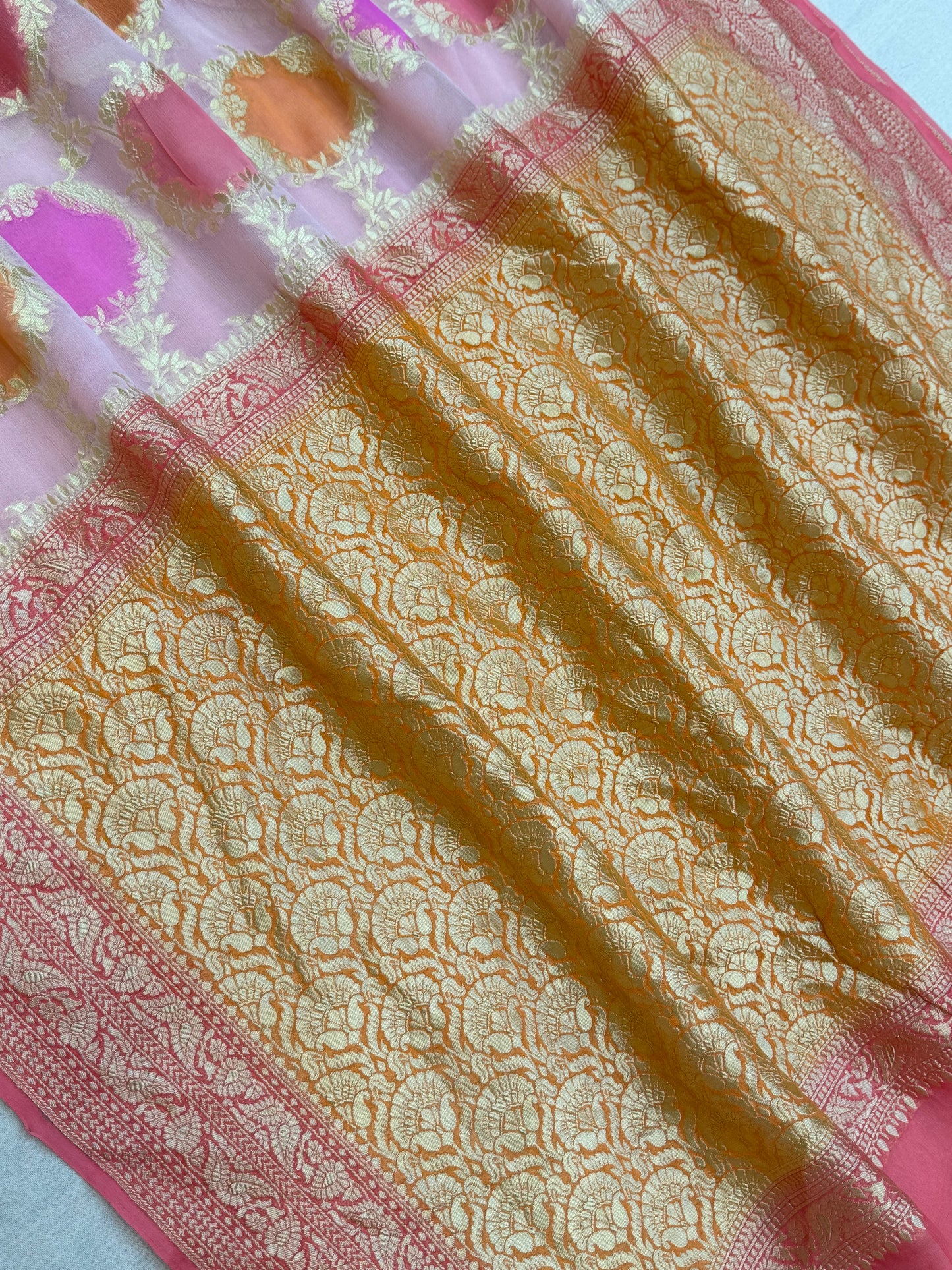 Rangkat Pure Khaddi Georgette Handloom Banarasi Saree