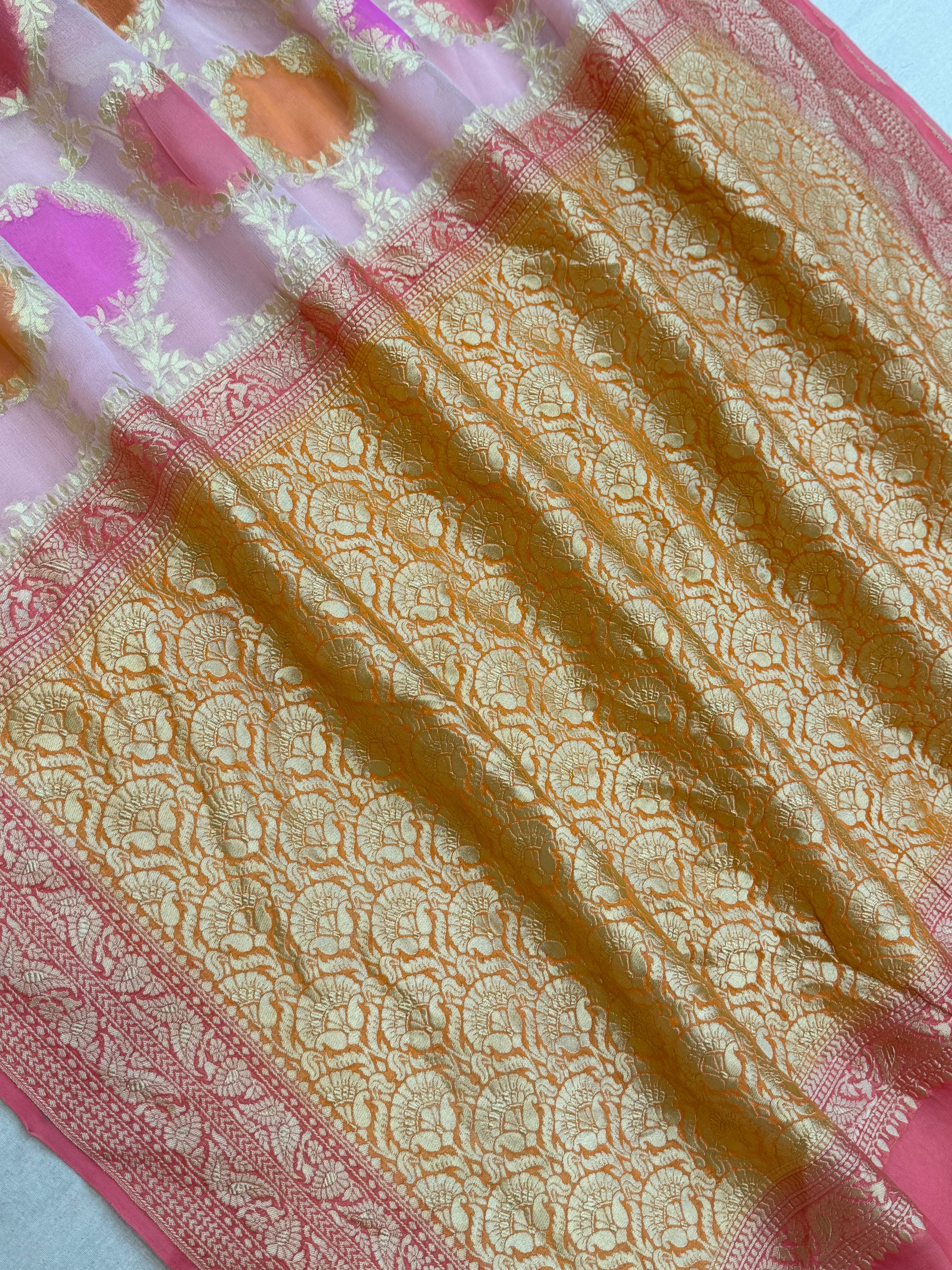 Rangkat Pure Khaddi Georgette Handloom Banarasi Saree