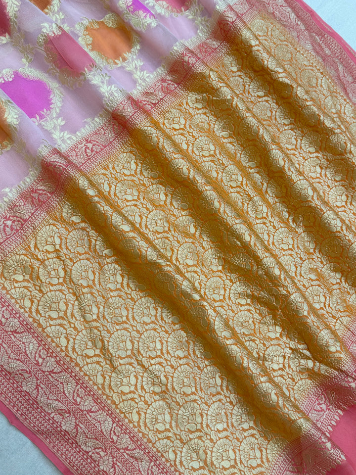Rangkat Pure Khaddi Georgette Handloom Banarasi Saree