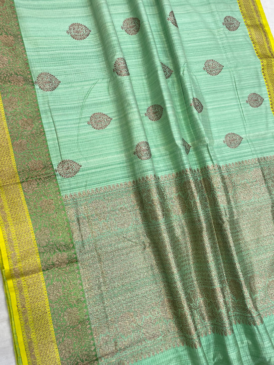 Pure Dupion Tusser Silk Handloom Banarasi Saree
