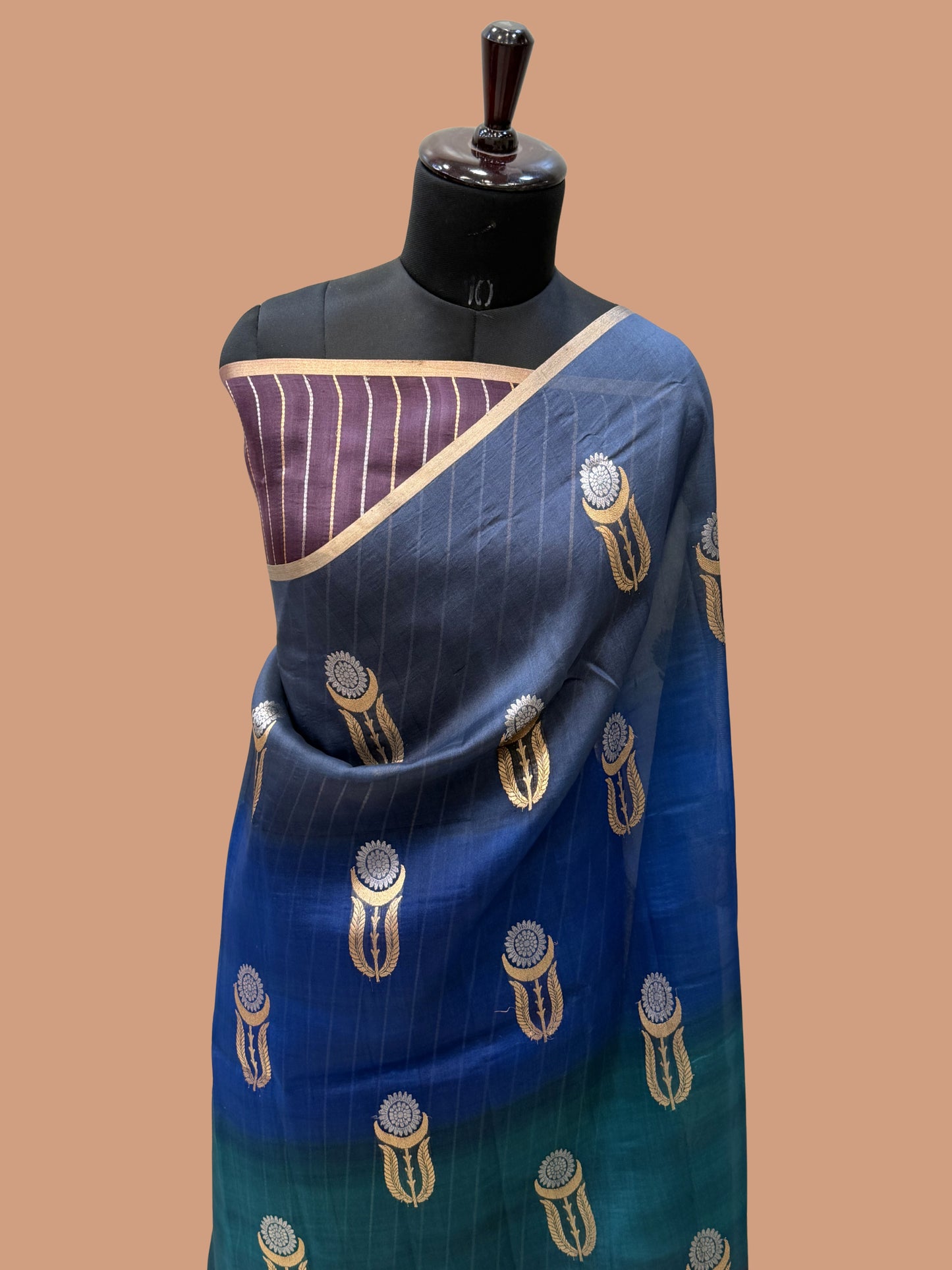 Multi Color Pure Kora Silk Handloom Banarasi Saree - All Over Buta Jaal Work