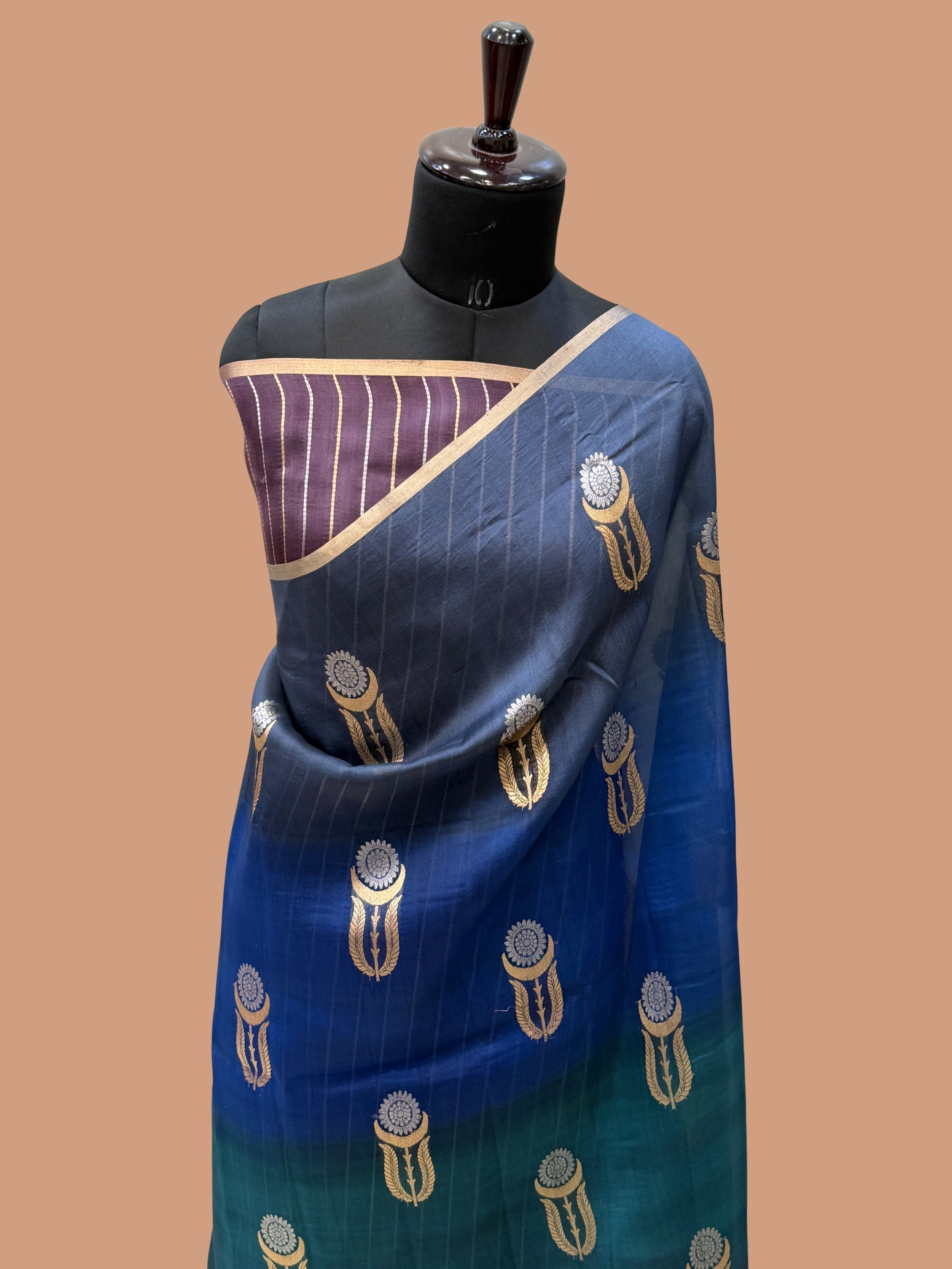 Multi Color Pure Kora Silk Handloom Banarasi Saree - All Over Buta Jaal Work