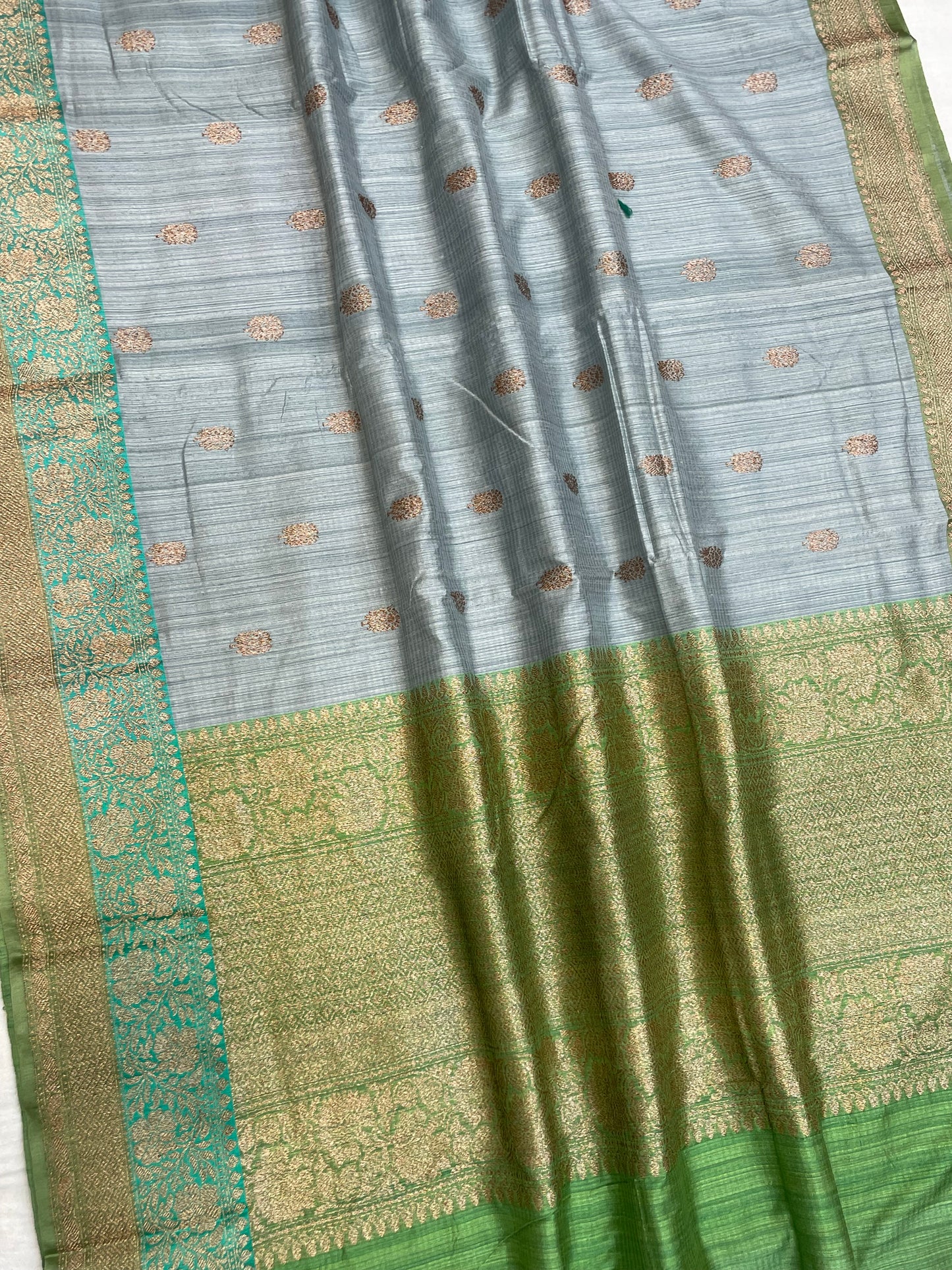 Pure Dupion Tusser Silk Handloom Banarasi Saree