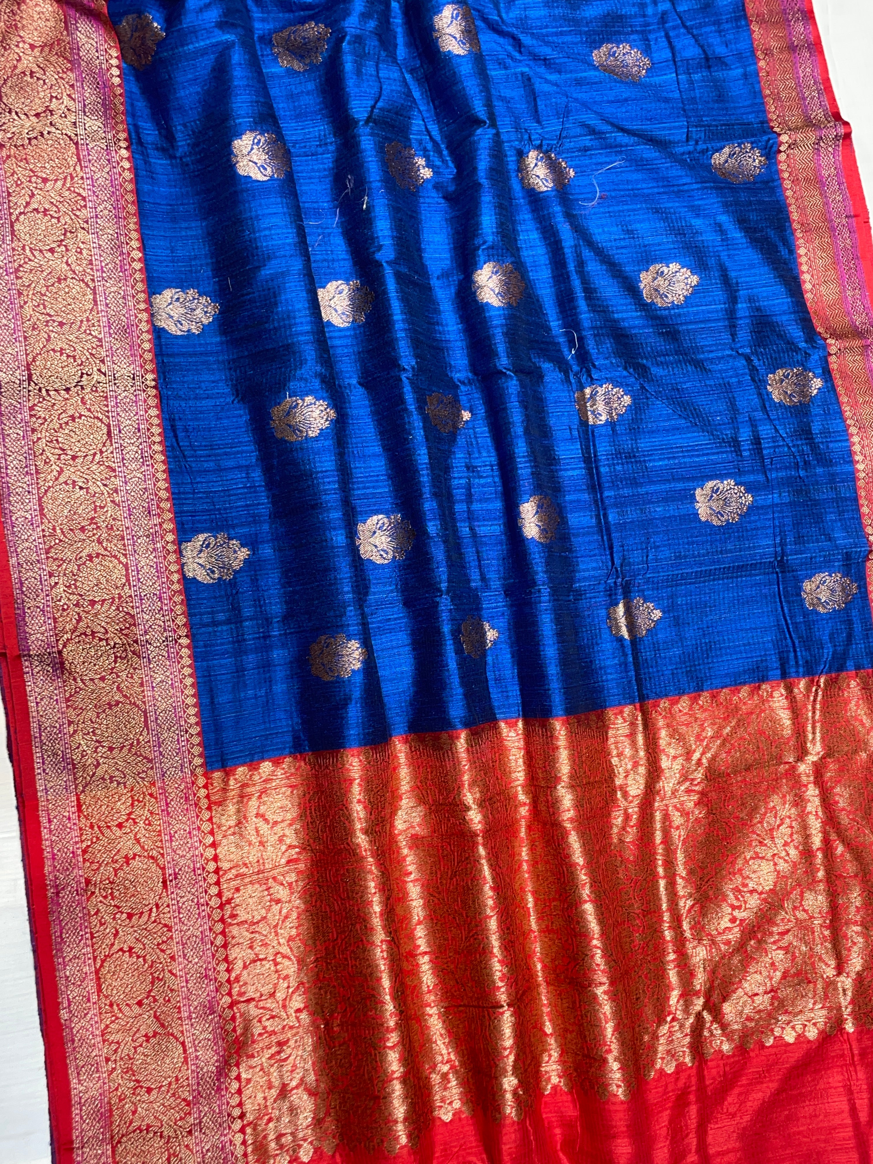 Pure Dupion Tusser Silk Handloom Banarasi Saree