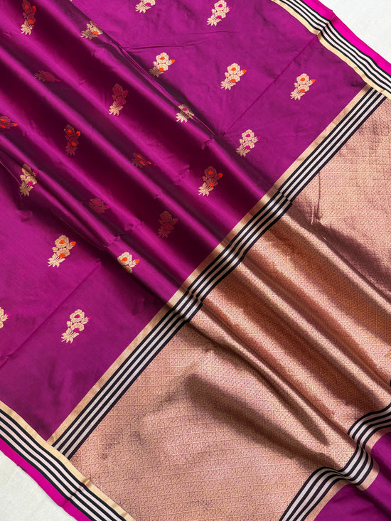 Pure Katan Silk Banarasi Handloom Saree - All over Kadua Buta