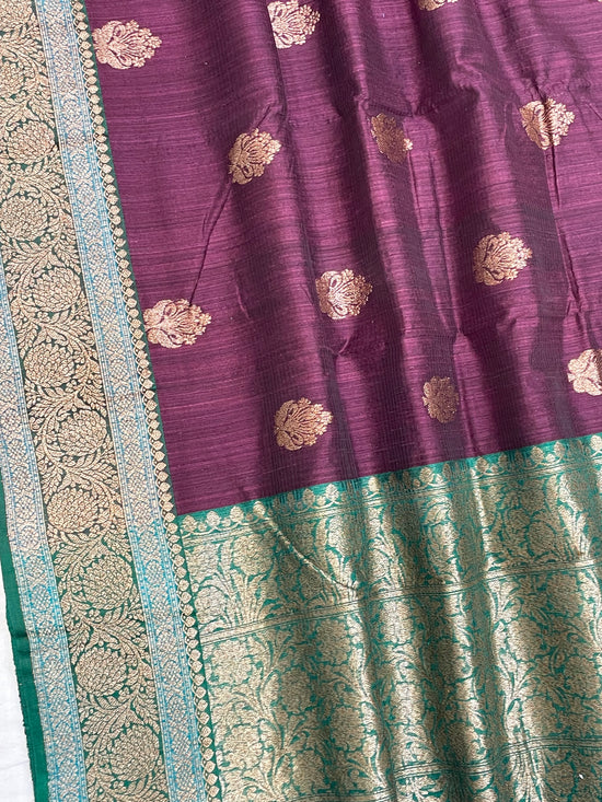 Pure Dupion Tusser Silk Handloom Banarasi Saree