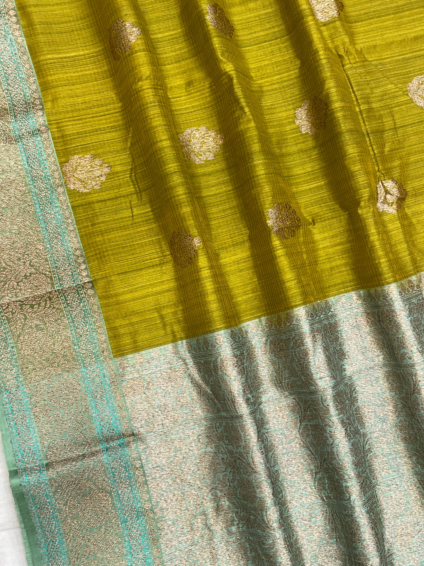 Pure Dupion Tusser Silk Handloom Banarasi Saree
