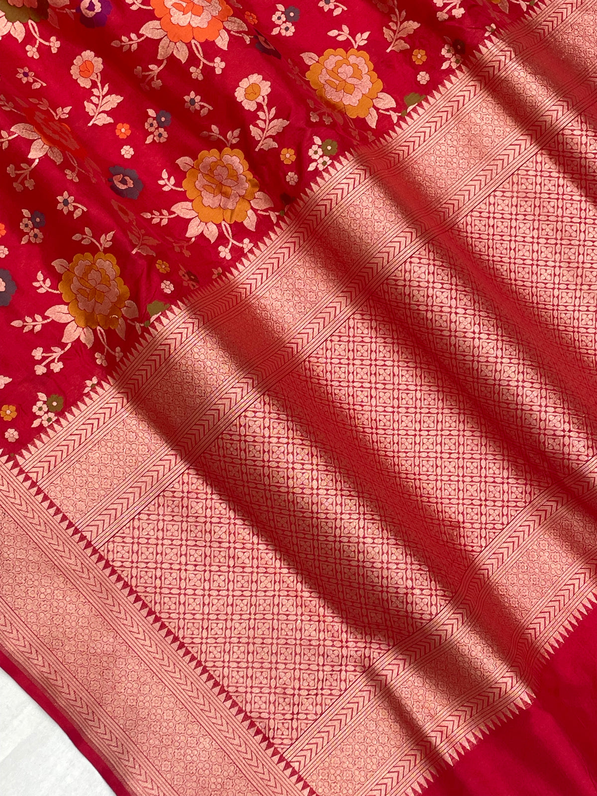 Pure Katan Silk Banarasi Handloom Saree - All Over Meenakari