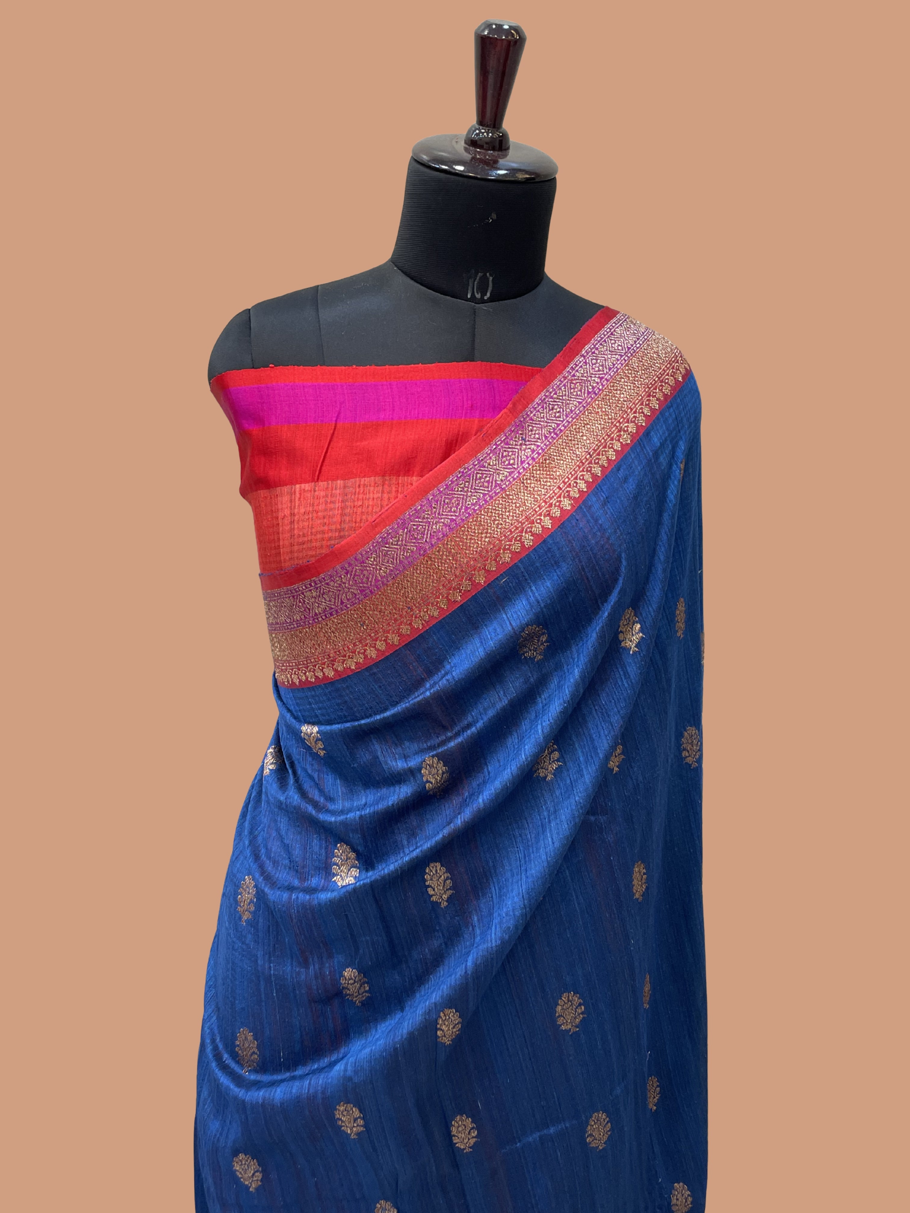 Pure Dupion Tusser Silk Handloom Banarasi Saree