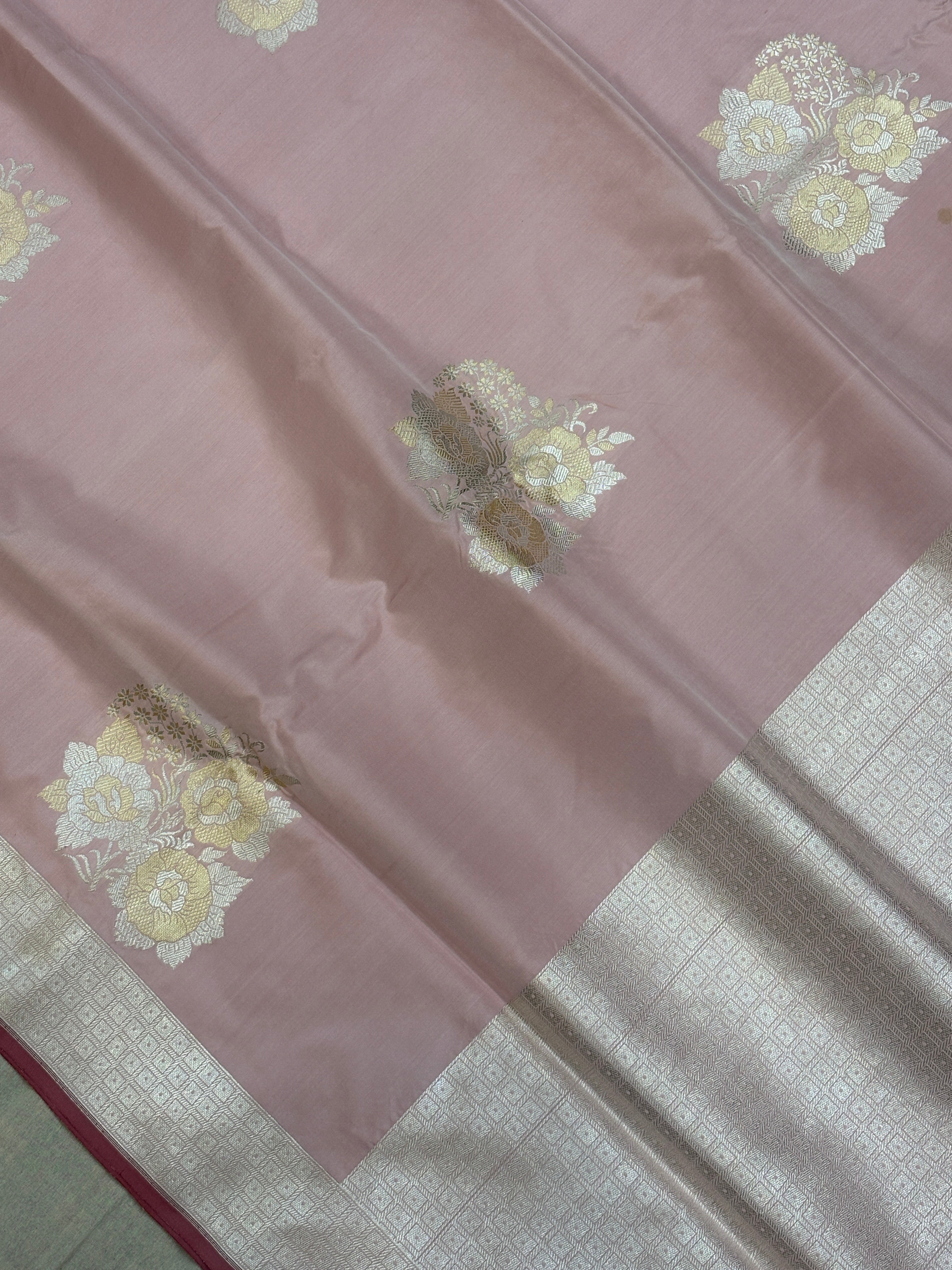 Pure Katan Silk Banarasi Handloom Saree - All over Kadua motifs