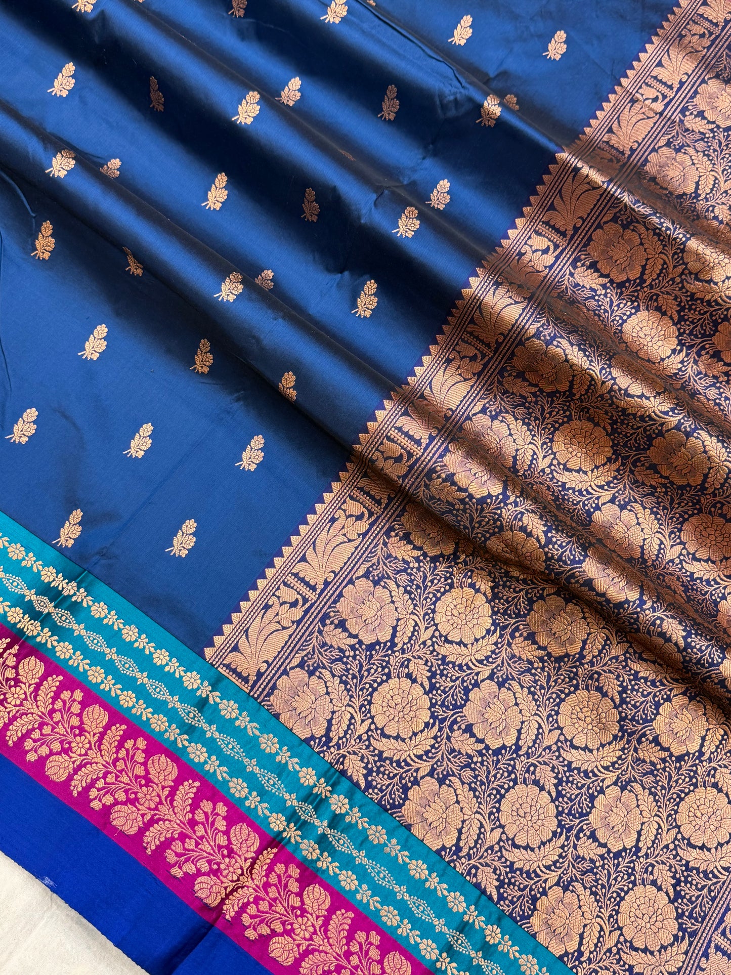 Pure Katan Silk Banarasi Handloom Saree - All over Kadua Buti