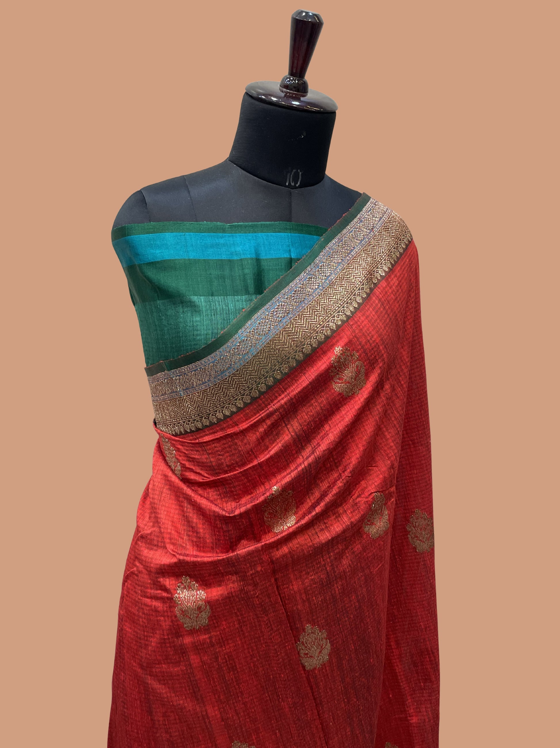 Pure Dupion Tusser Silk Handloom Banarasi Saree