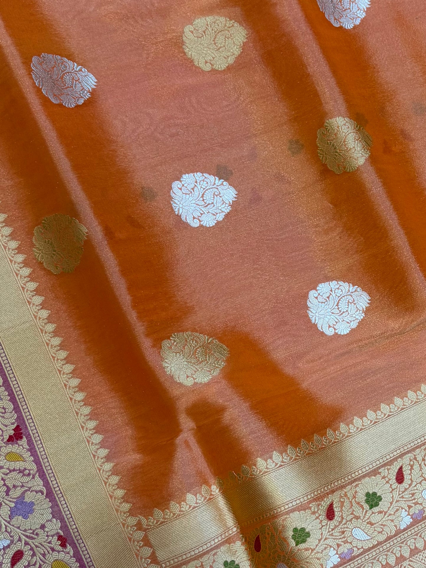 Pure Tissue Silk Banarasi Handloom Saree - All over Kadua Motifs