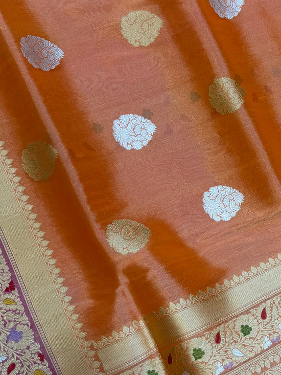 Pure Tissue Silk Banarasi Handloom Saree - All over Kadua Motifs