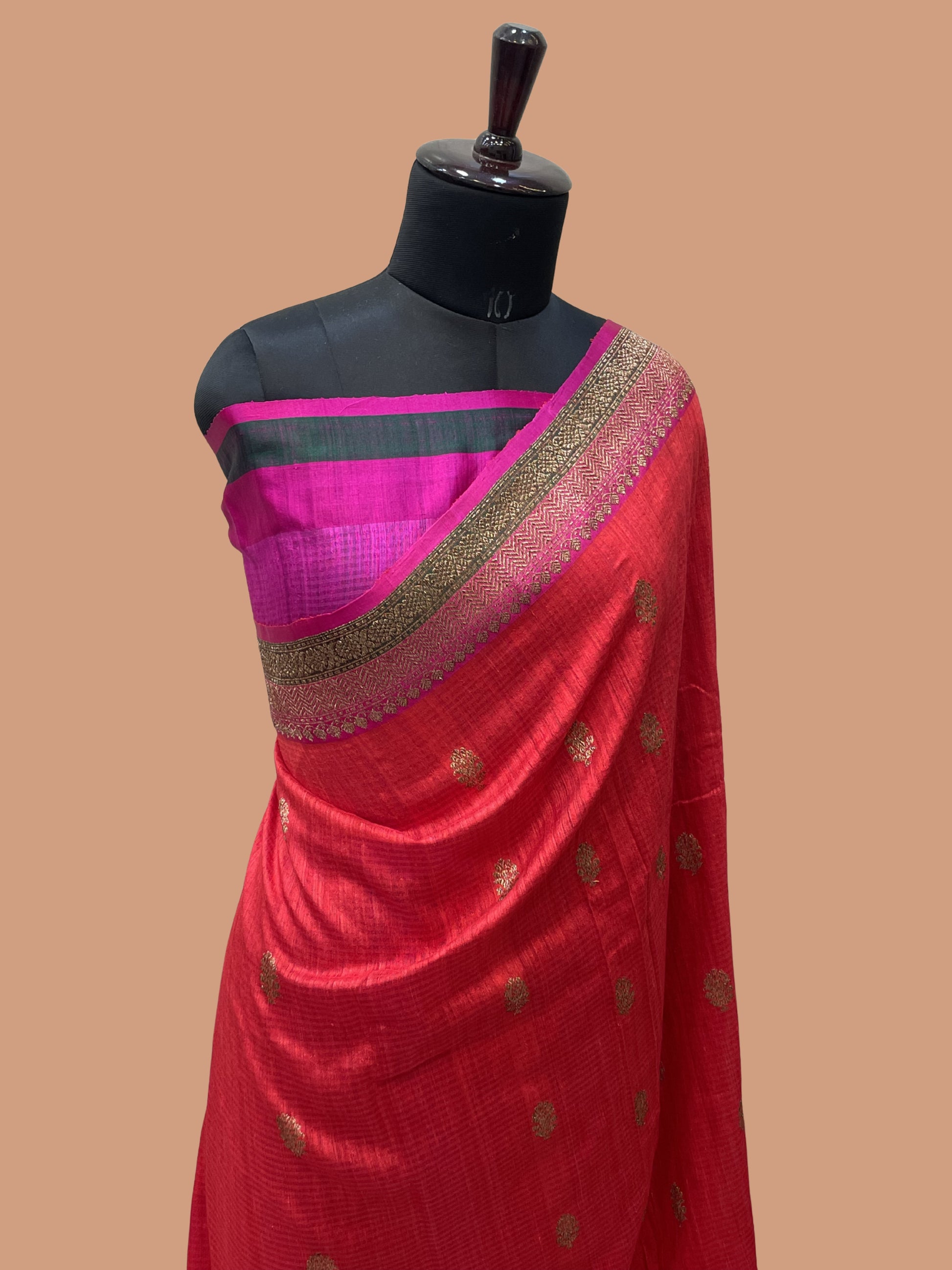 Pure Dupion Tusser Silk Handloom Banarasi Saree