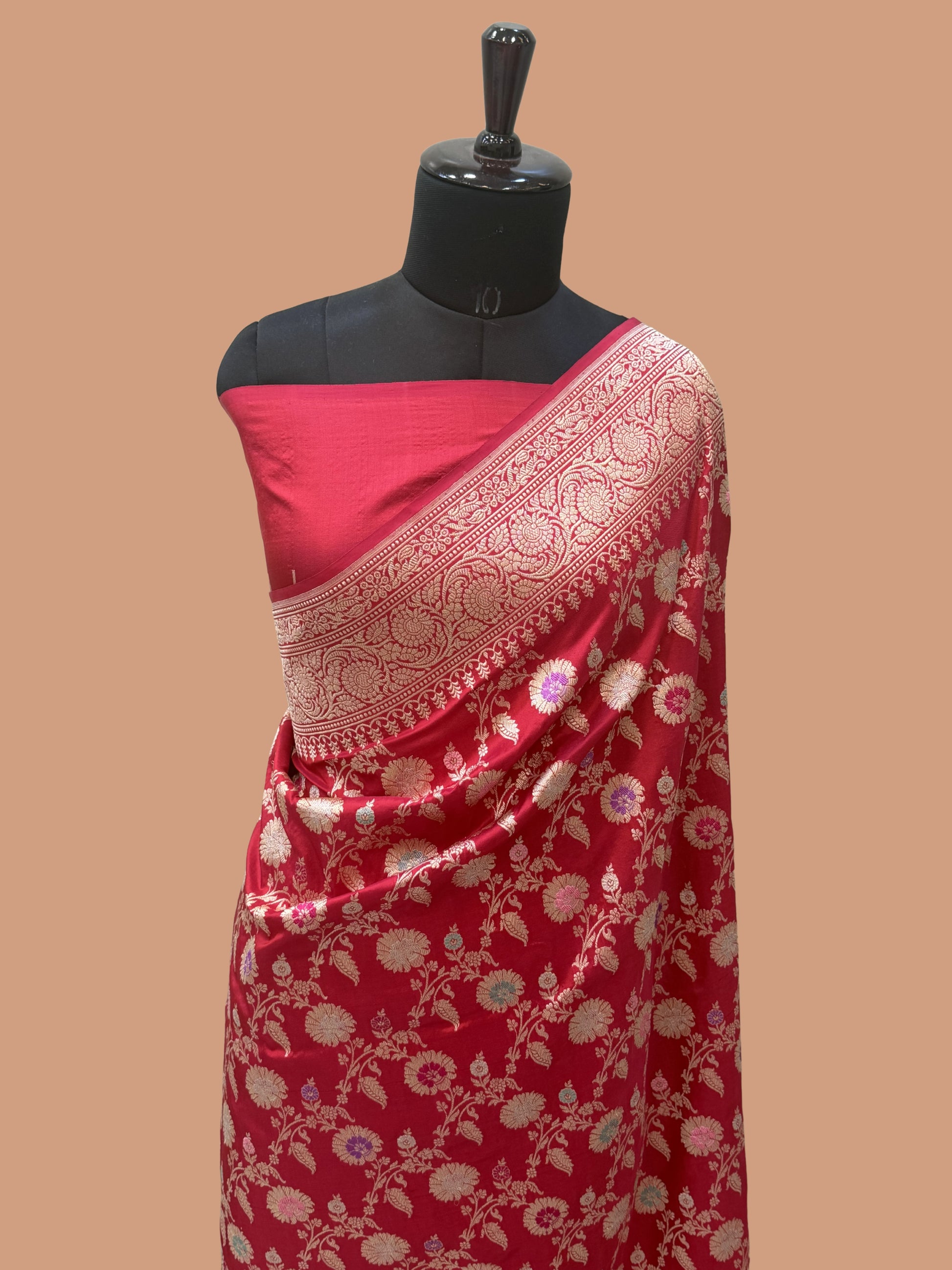 Pure Katan Silk Banarasi Handloom Saree - All over Kadua Jangla