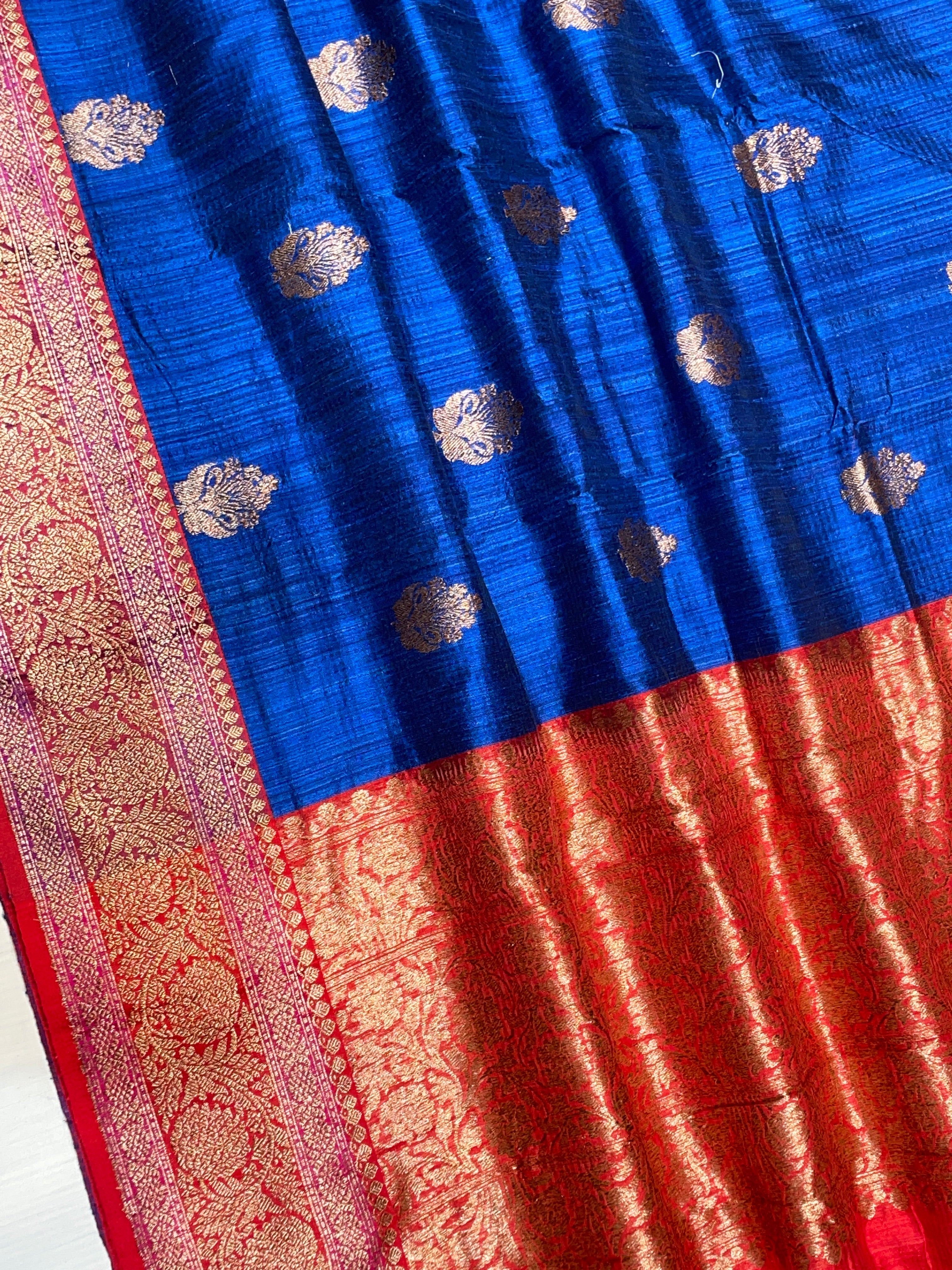 Pure Dupion Tusser Silk Handloom Banarasi Saree