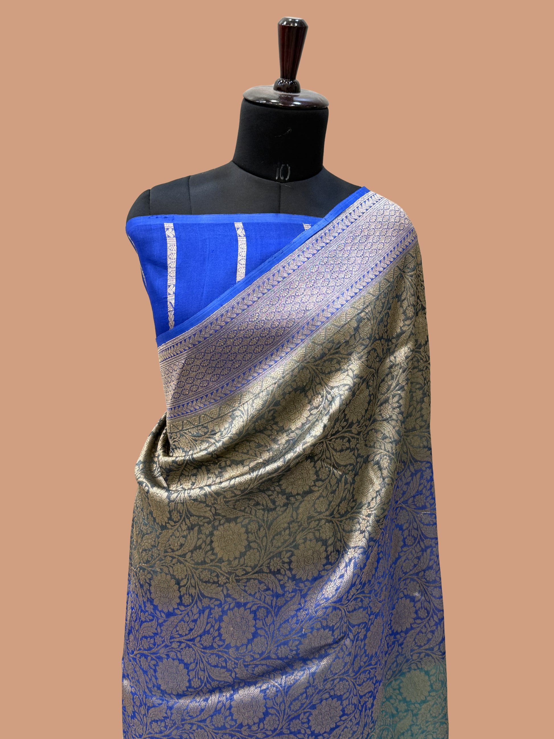 Multi Color Pure Kora Silk Handloom Banarasi Saree - All Over Brocade Jaal Work