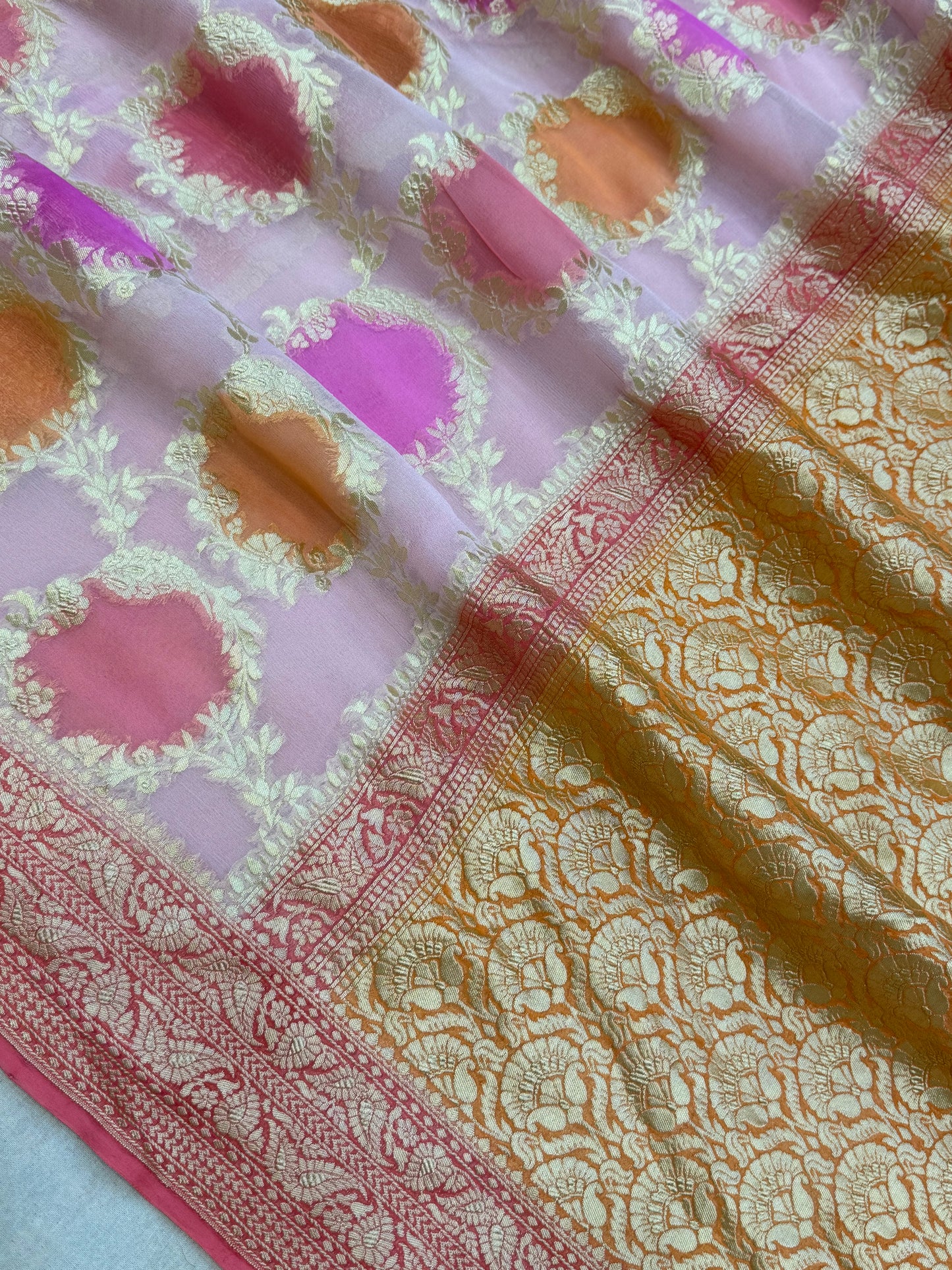 Rangkat Pure Khaddi Georgette Handloom Banarasi Saree