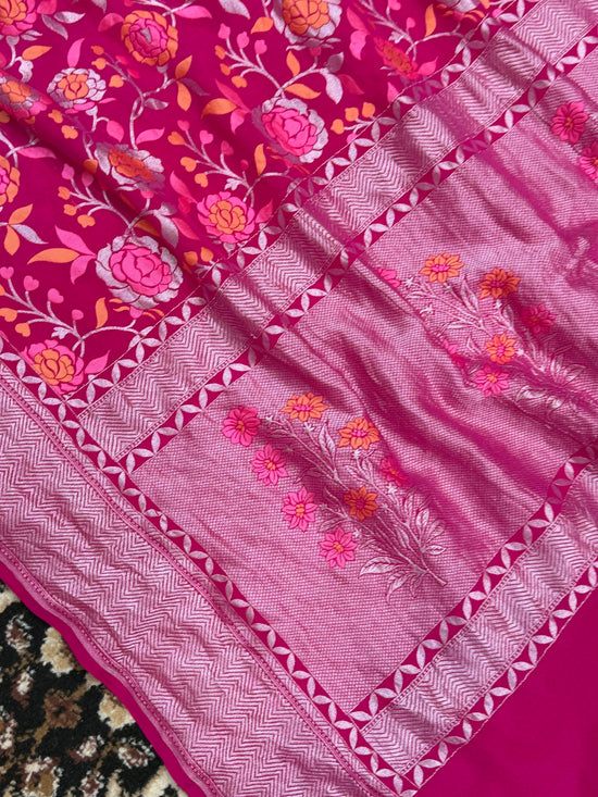 Rani Color Khaddi Georgette Tilfi Meenakari Banarasi Saree