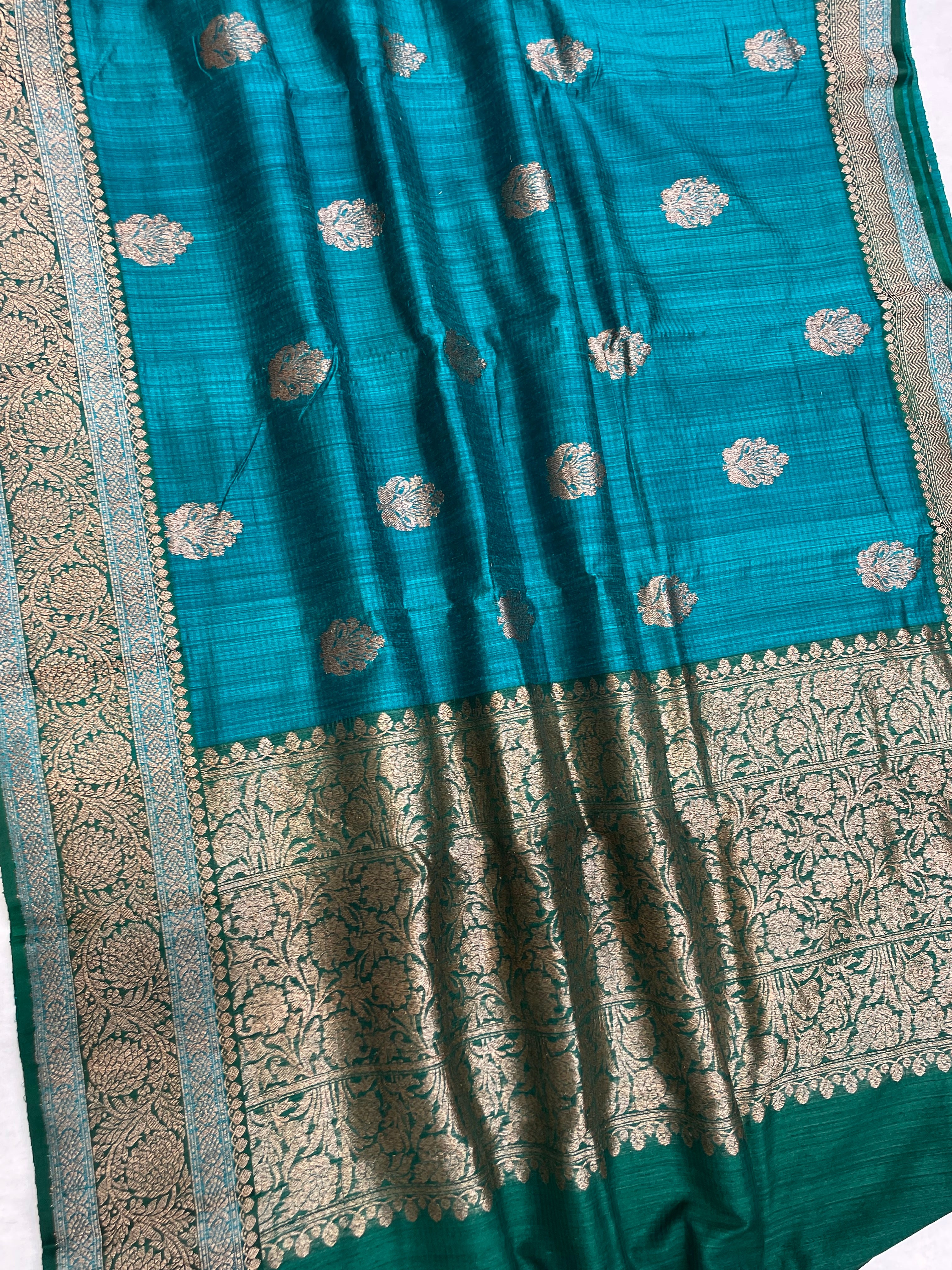 Pure Dupion Tusser Silk Handloom Banarasi Saree