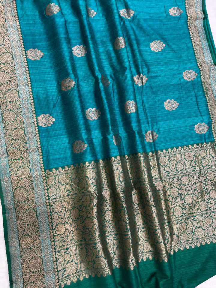 Pure Dupion Tusser Silk Handloom Banarasi Saree