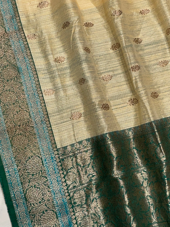 Pure Dupion Tusser Silk Handloom Banarasi Saree