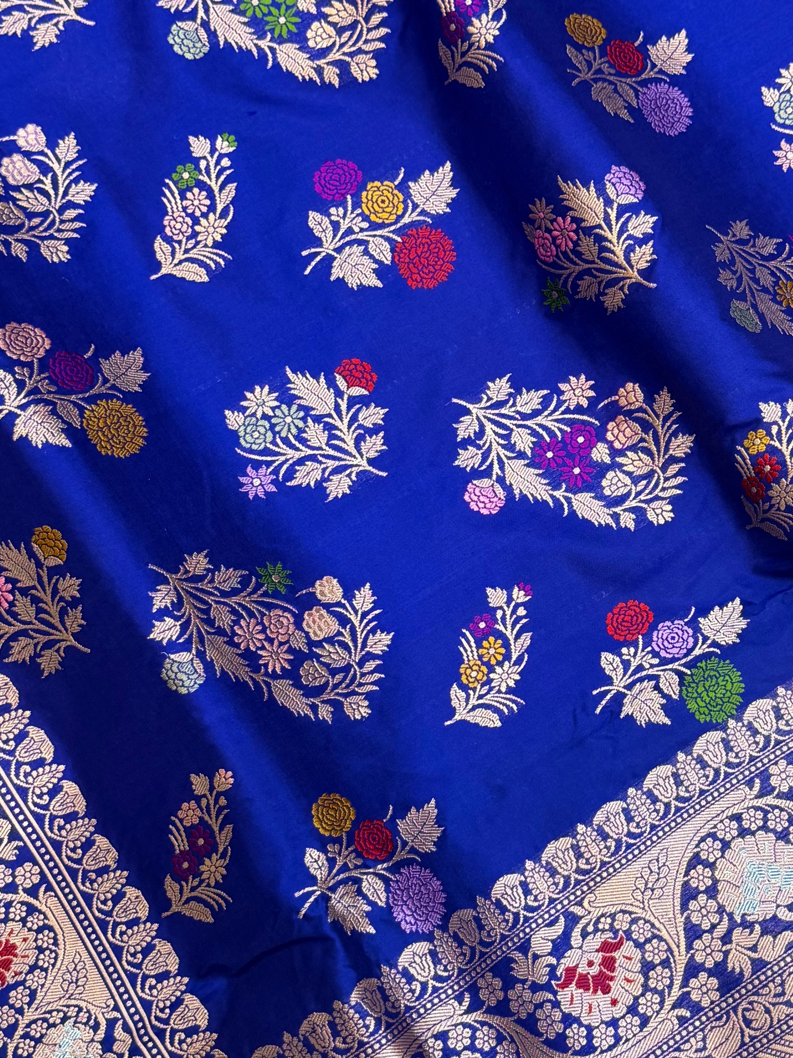 Pure Katan Silk Banarasi Handloom Saree - All over Kadua Jangla