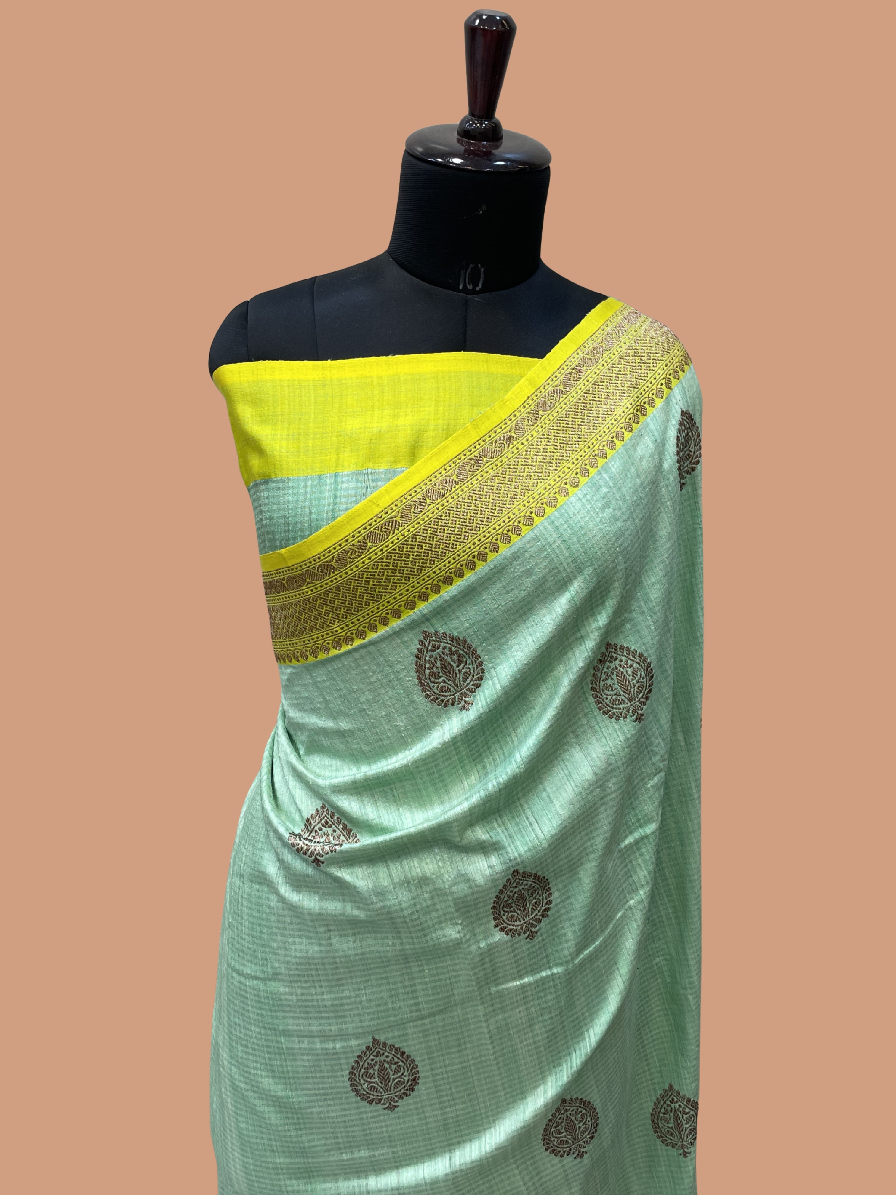 Pure Dupion Tusser Silk Handloom Banarasi Saree