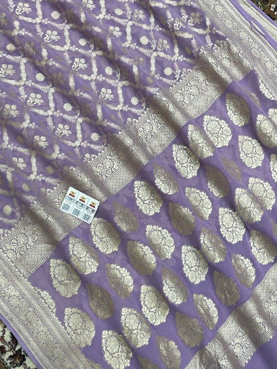 lovendor Color khaddi Georgette banarasi saree - all over jaal work with water jari