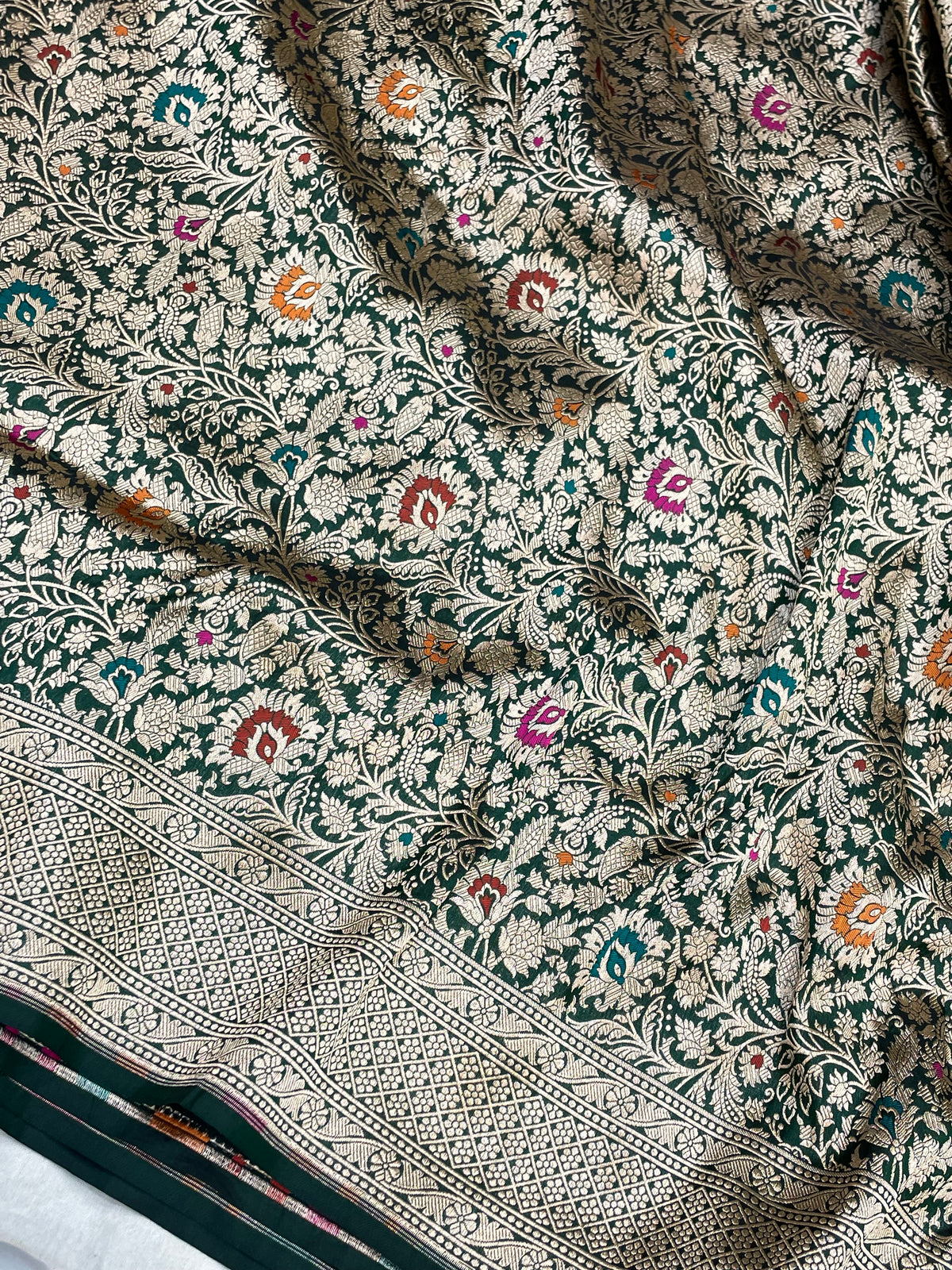 Pure Katan Silk Banarasi Handloom Saree - All Over Meenakari