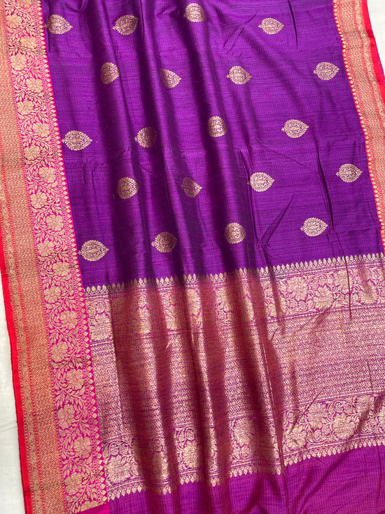 Pure Dupion Tusser Silk Handloom Banarasi Saree