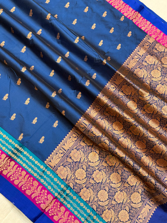 Pure Katan Silk Banarasi Handloom Saree - All over Kadua Buti