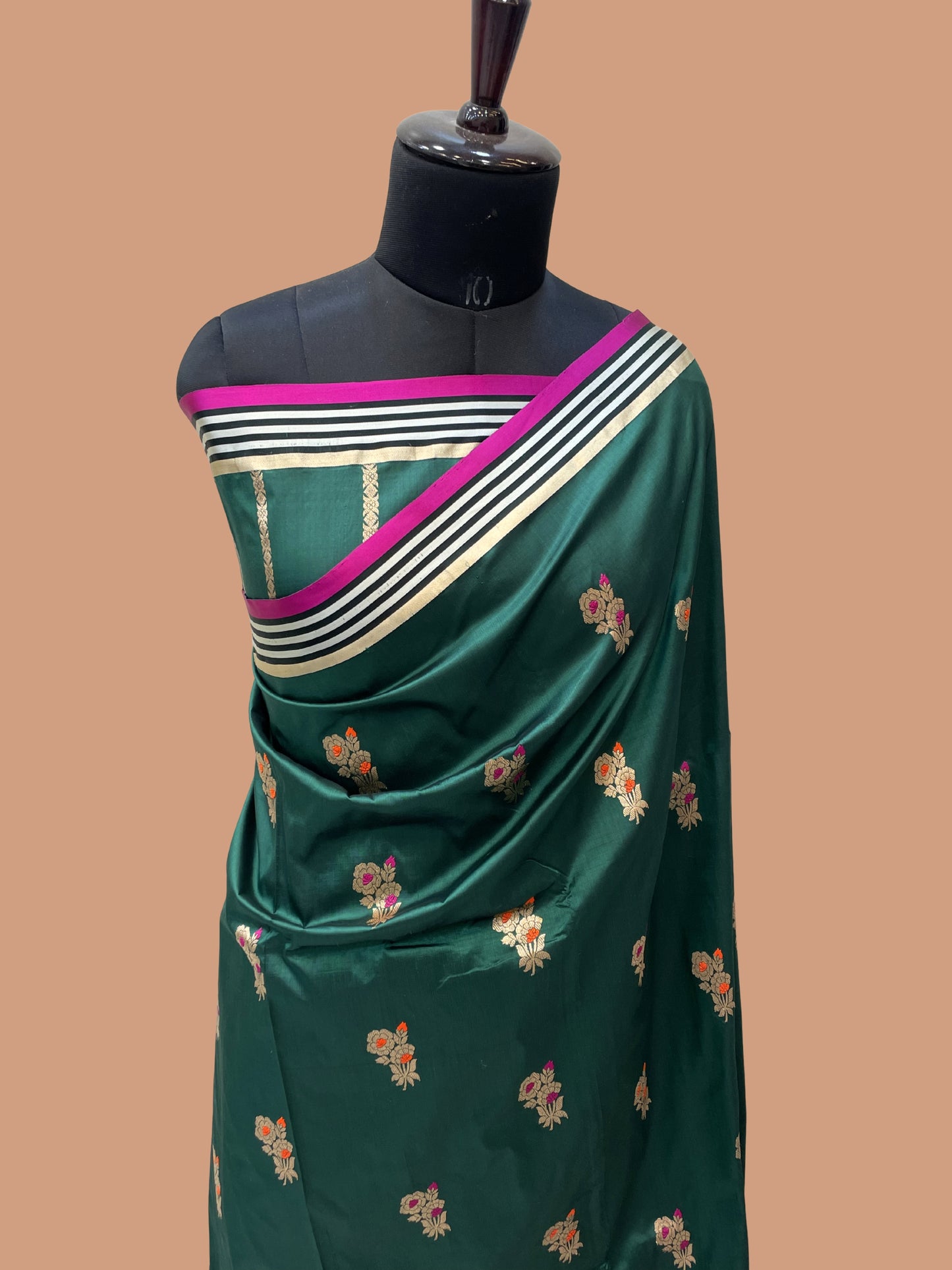 Pure Katan Silk Banarasi Handloom Saree - All over Kadua Buta