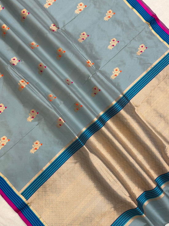 Pure Katan Silk Banarasi Handloom Saree - All over Kadua Buta