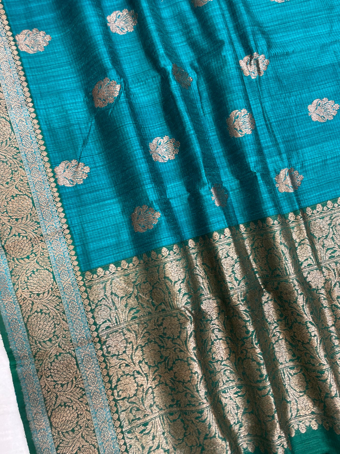 Pure Dupion Tusser Silk Handloom Banarasi Saree