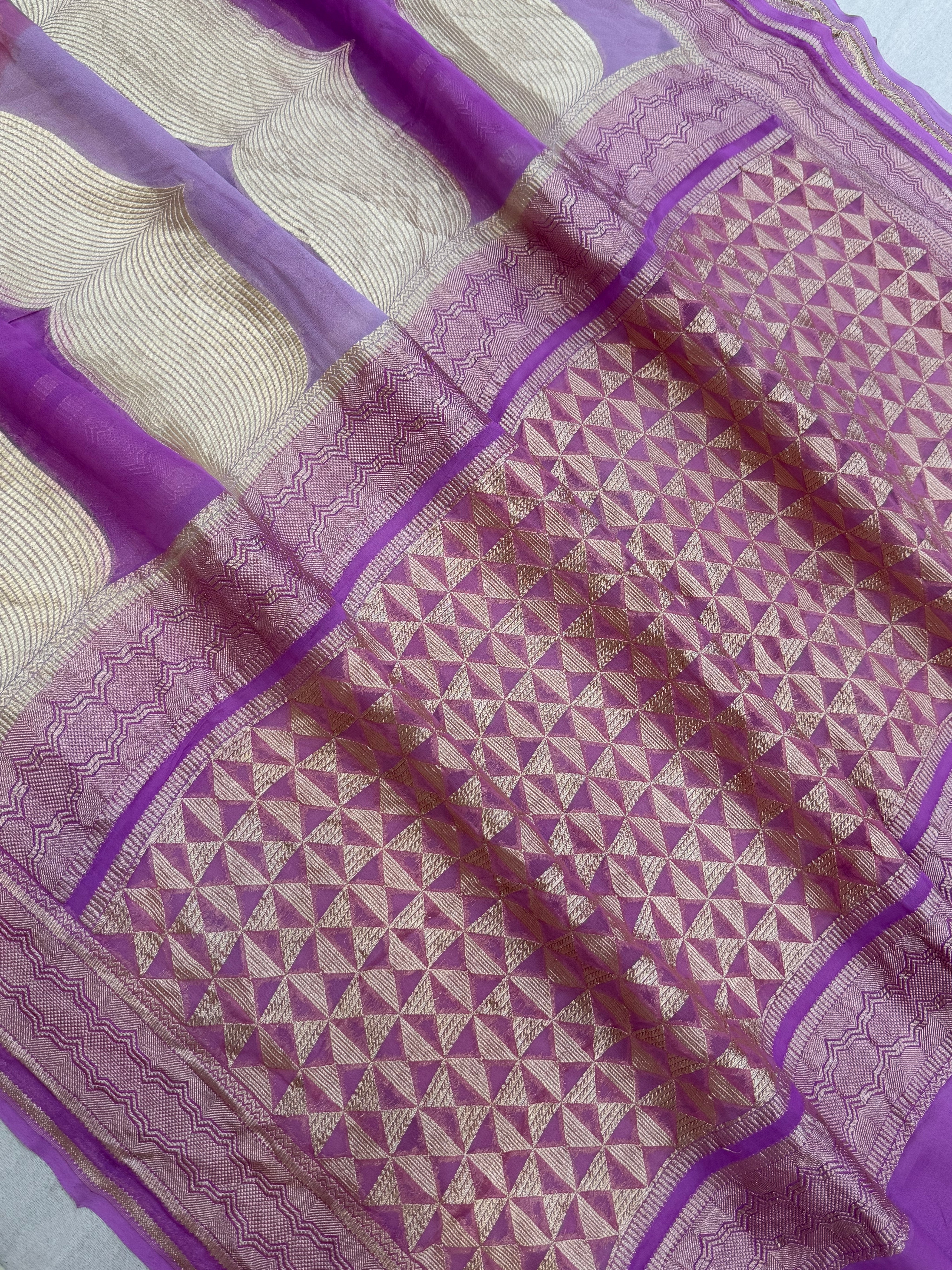 Rangkat Pure Khaddi Georgette Handloom Banarasi Saree
