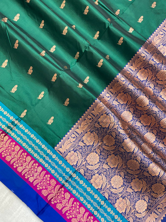 Pure Katan Silk Banarasi Handloom Saree - All over Kadua Buti