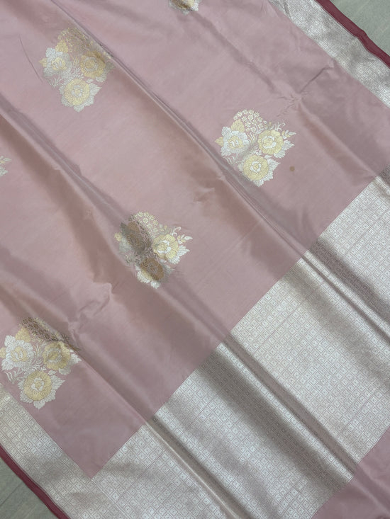 Pure Katan Silk Banarasi Handloom Saree - All over Kadua motifs