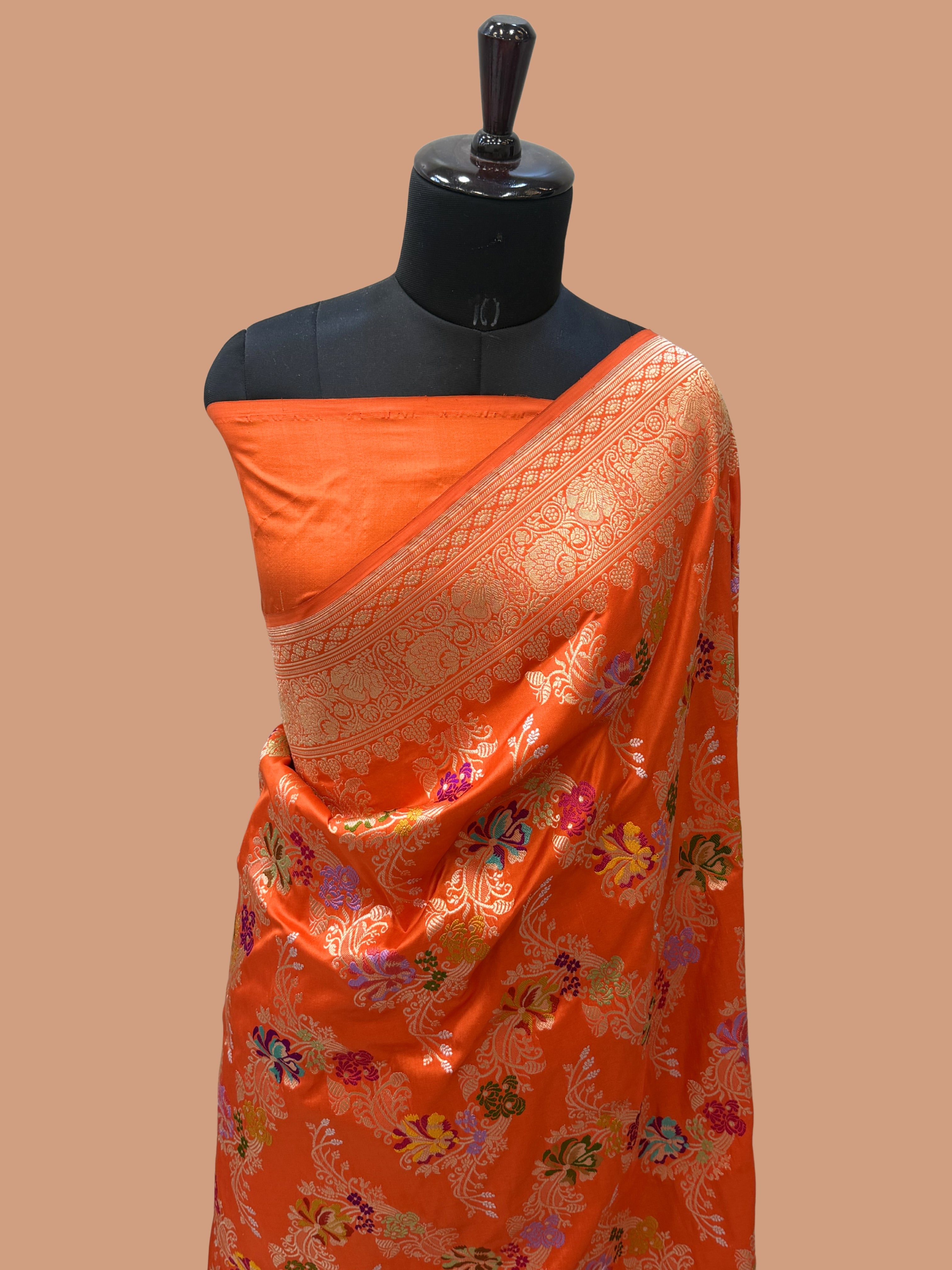 Pure Katan Silk Banarasi Handloom Saree - All over Kadua Jangla
