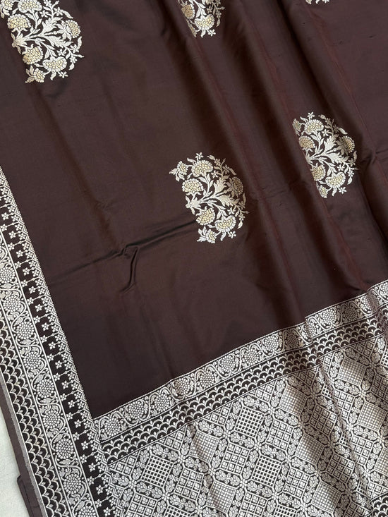Pure Katan Silk Banarasi Handloom Saree - All over Kadua Motifs