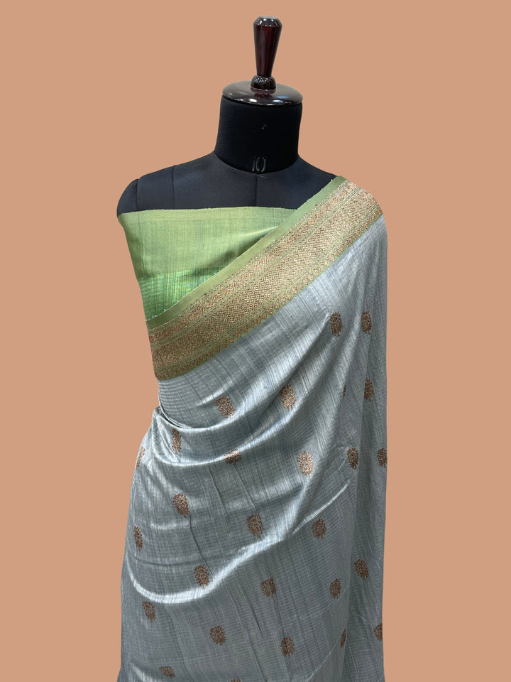 Pure Dupion Tusser Silk Handloom Banarasi Saree
