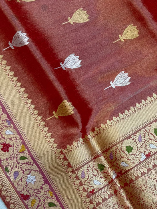 Pure Tissue Silk Banarasi Handloom Saree - All over Kadua Motifs