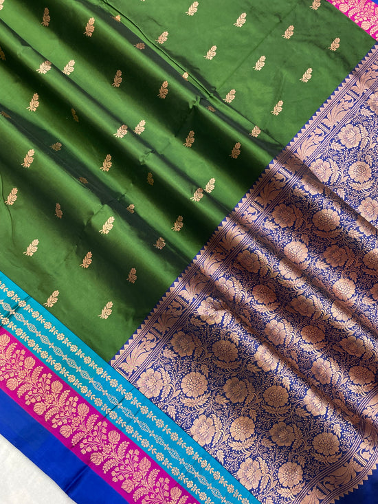 Pure Katan Silk Banarasi Handloom Saree - All over Kadua Buti