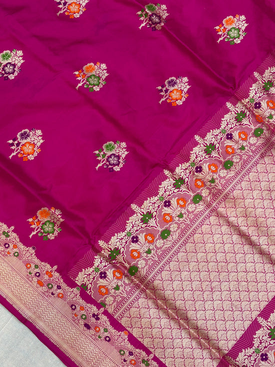 Pure Katan Silk Banarasi Handloom Saree - All over Kadua motifs