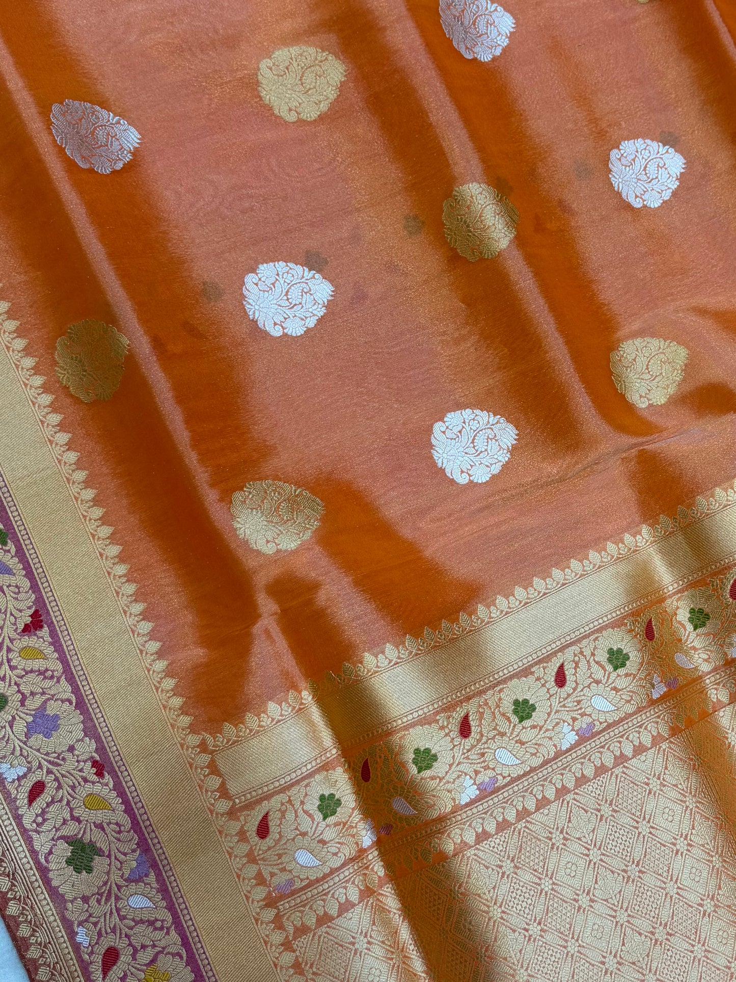 Pure Tissue Silk Banarasi Handloom Saree - All over Kadua Motifs