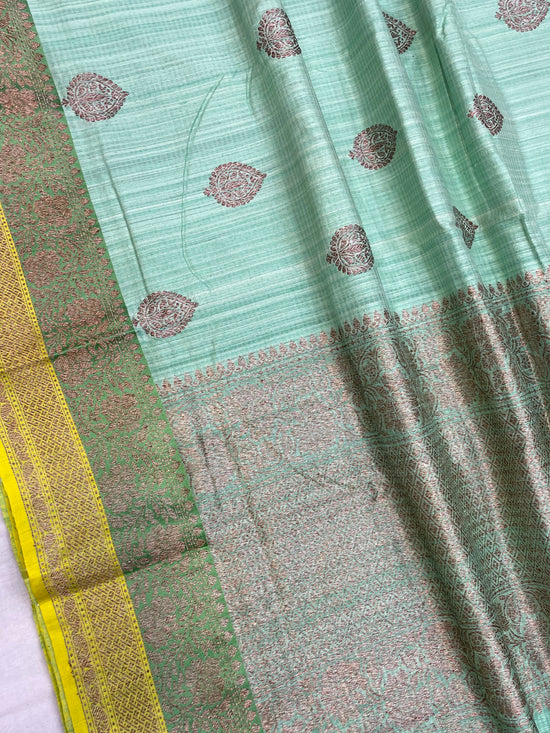 Pure Dupion Tusser Silk Handloom Banarasi Saree