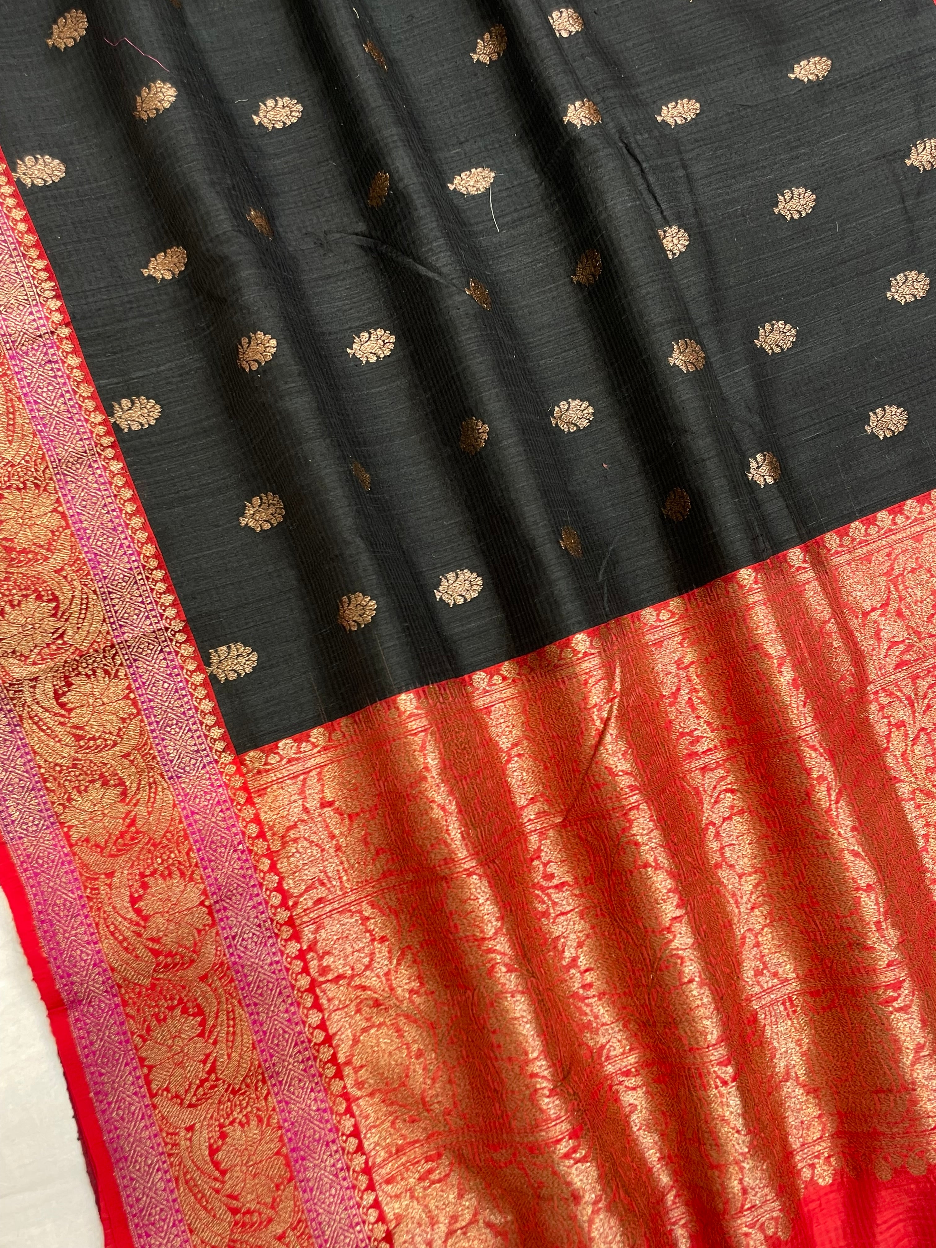 Pure Dupion Tusser Silk Handloom Banarasi Saree